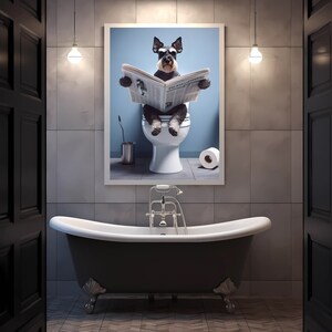 Bathroom Art, Miniature Schnauzer Art, Funny Bathroom Decor, Dog in ...
