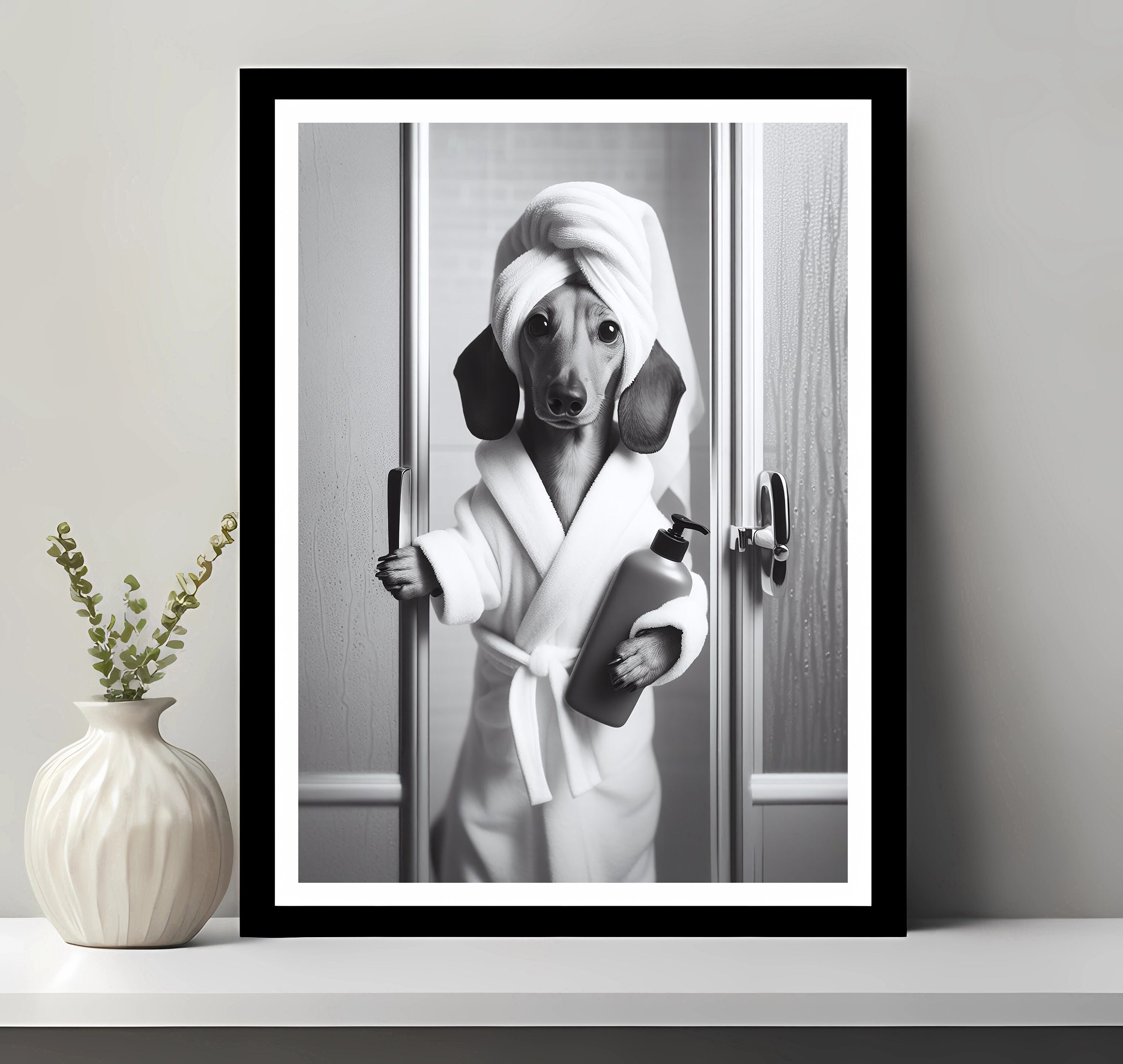 Dachshund Art, Bathroom Art Print, Dachshund Photo, Bathroom wall art, Funny Bathroom Wall Decor, Digital Download