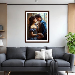 Tijdloze romantiek: muurkunst van twee oude geliefden | Romantische kunstafdruk | Antieke liefde kunst aan de muur | Schilderij vintage romantiek afbeelding 7