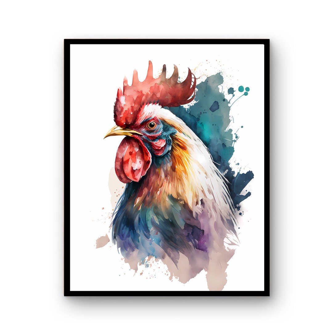 Watercolor Rooster, PRINTABLE ART, Instant Download, Rooster Print ...