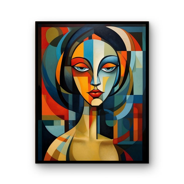 Portrait cubiste | Un chef-d'œuvre artistique audacieux et saisissant | Art mural | Téléchargement numérique | Art mural de salon