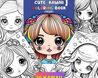 20 Cute Kawaii Coloring Pages | Cute Kawaii Coloring Pages | Printable Coloring Pages | Kids and Adults | Digital Download