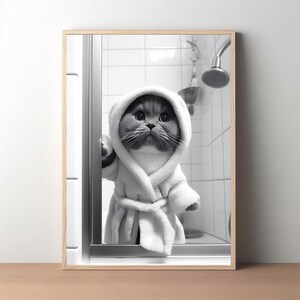 Cute Animals Print, Set of 6, Funny Bathroom Decor, Animals in Bathroom ...