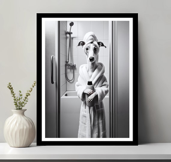 Whippet Dog Wall Art Bathroom Art Print Whippet Photo Bathroom Wall Art Whippet Gift Funny Bathroom Wall Decor Digital Download Etsy Canada