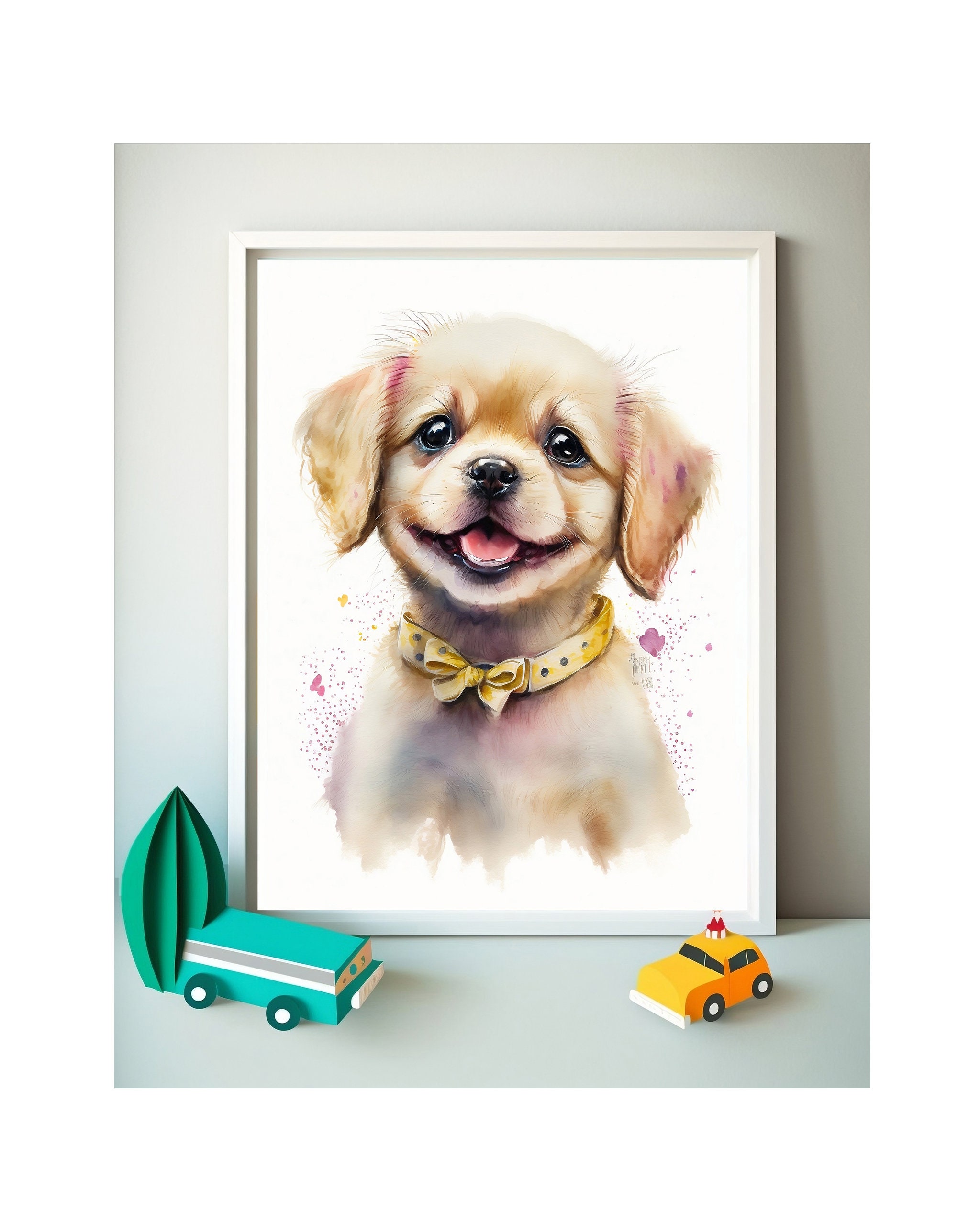 Baby Dog Wall Art Print | Girl's Room Decor | Woodland Animal Nursery ...