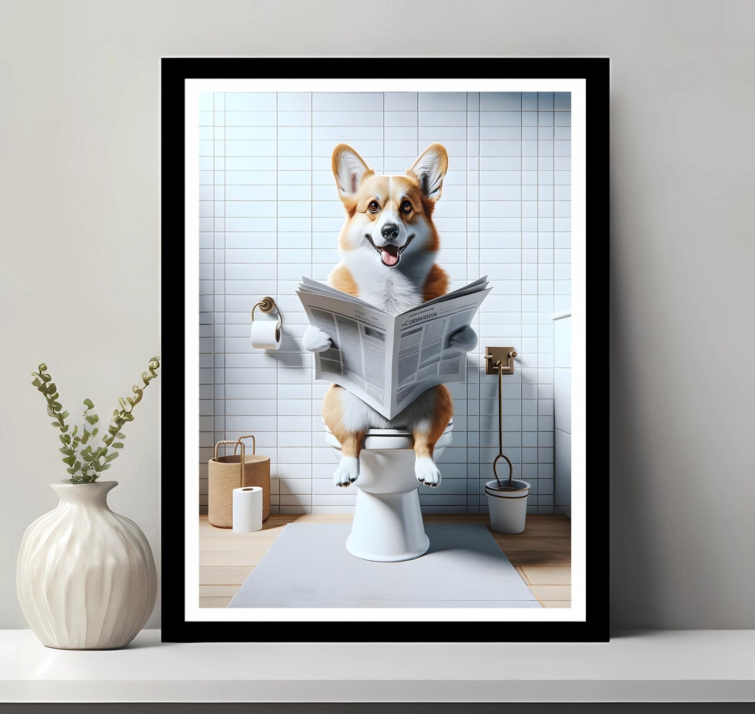 Pembroke Welsh Wall Art, Funny Bathroom Decor, in Toilet