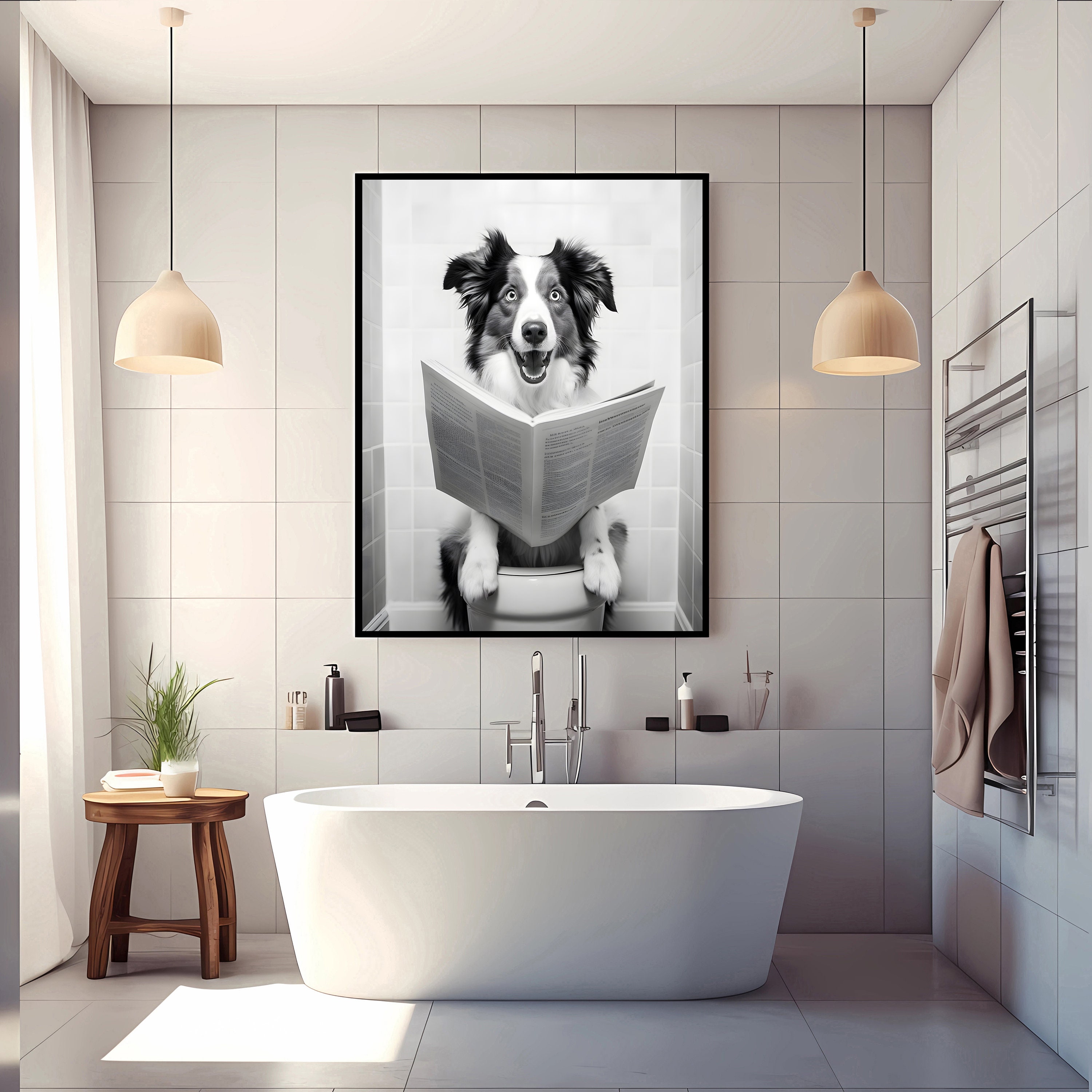Australian Shepherd Wall Art Funny Bathroom Decor Dog in - Etsy