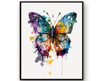 Watercolor Butterfly, Butterfly Art, Digital art print, Butterfly Print, Butterfly Poster, Printable wall art, Wall Decor