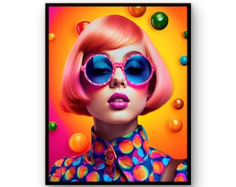 Pop Art Wall Art, Woman Print, Comic Pop Art, Omg Shock Comic Style, Canvas Print Decor, Woman Wall Art, Lip Wall Decor, POP ART Print