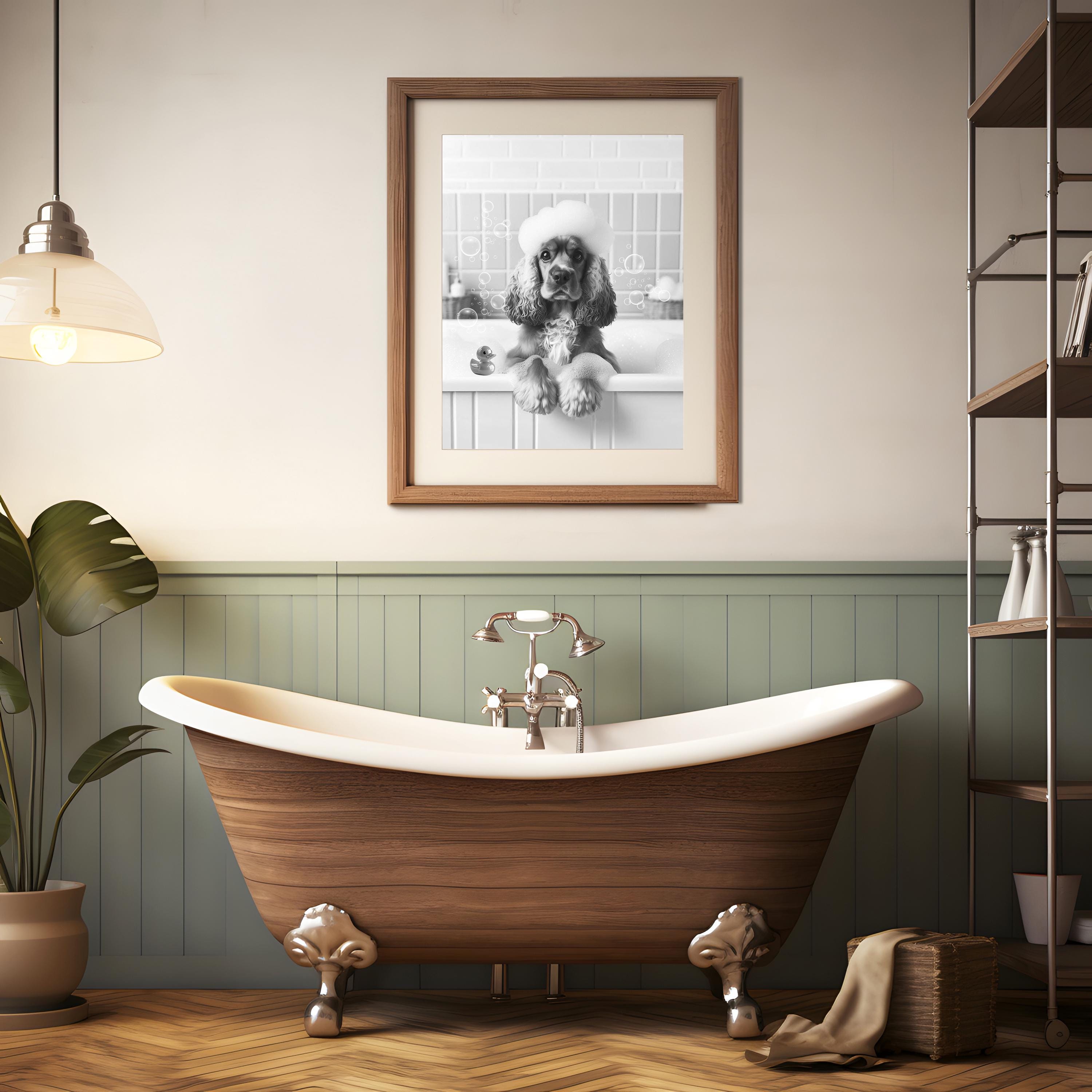 Cocker Spaniel Wall Art, Funny Bathroom Decor, Pet Portrait, Dog Art ...