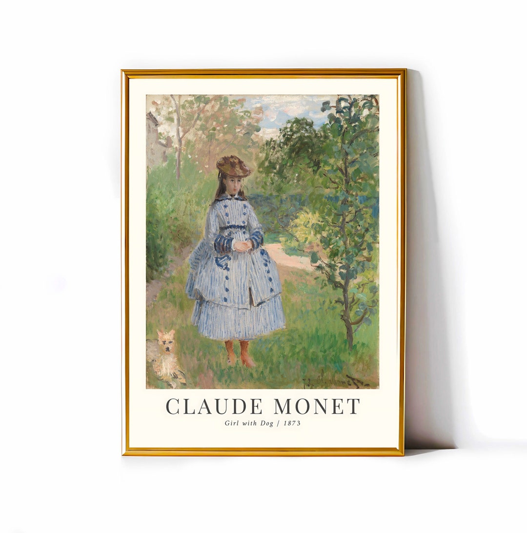 Monet Print, Girl With Dog, Monet Poster, Claude Monet Wall Art ...