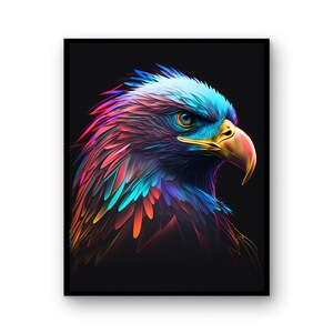 Colourful Neon Eagle Wall Art  | Gift idea for boys | Eagle Print | Download Eagle Poster |  Wild Life Gift Animals | Wall Decor