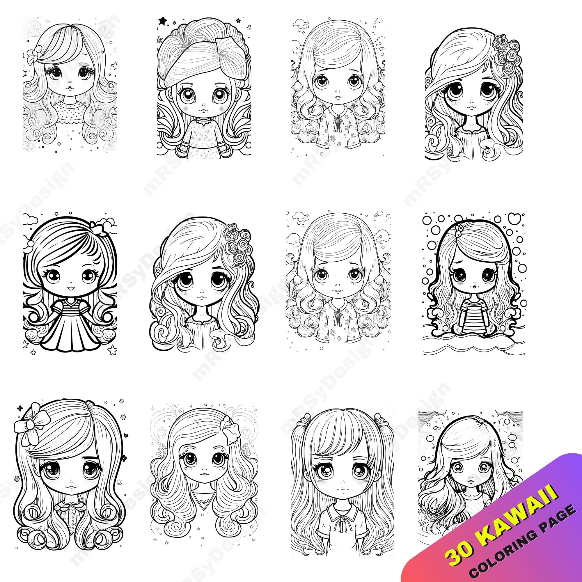 20 Cute Kawaii Coloring Pages Cute Kawaii Coloring Pages - Etsy