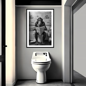 Pink Monkey Reading On The Toilet Solar Toy - Funny Home Office Decor