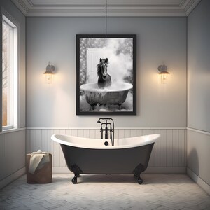 Adorable Horse in Tub Printable Wall Art, Bathroom Wall Art, Bathroom ...