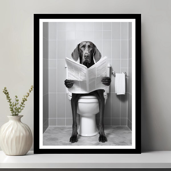 Deutscher kurzhaariger Zeiger Kunst, lustige Badezimmer Dekor, Hund in Toilette, Tier in Toilette, Kinder Badezimmer Wandkunst, druckbare digitaler Download