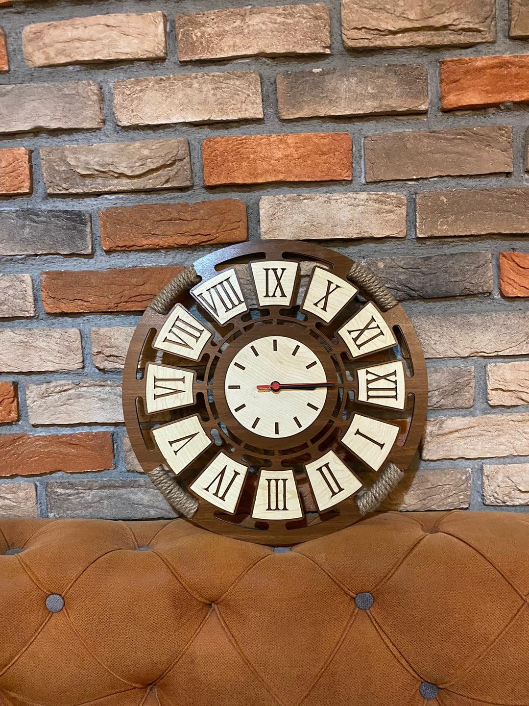 Wooden Rope Clock Wooden Handmade Clock Wooden Wall Art Etsy