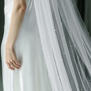Wedding veil pearl, Single layer veil, Pearl veil, Pearl wedding veil, Ivory wedding veil, Pearl chapel veil
