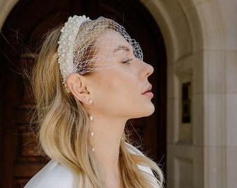 Pearl bridal veil, short veils, pearl veil, bridal veil birdcage pearl, bird cage veil, pearl veil short, veil wedding short