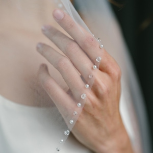 Beaded edge veil, Fingertip wedding veil, Ivory bridal veil, Chapel veil, Bridal white veil