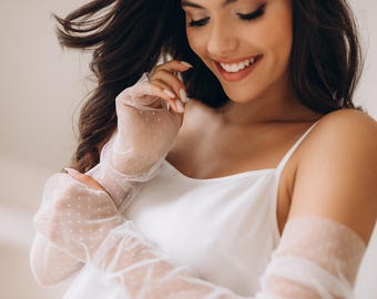 Wedding glove, White tulle glove, Sheer gloves, Formal gloves, Opera length gloves, Long tulle gloves, White bridal gloves