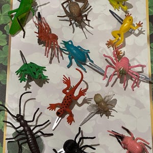 insect/bug weird creepy hair clips handmade from used toys, upcycled odd barrettes, gothic, science, entomology silly decora