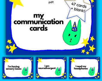 Wizard Cat Everyday Communication Cards Printable PDF Non Verbal Autism Printable Cards Selective Speech Digital Download Aid Neurodivergent