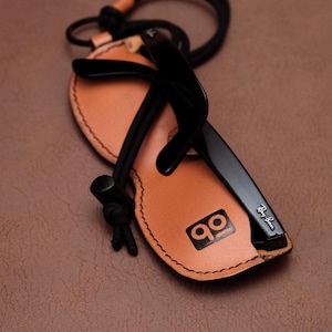 Estuche y correa de cuero para gafas de sol hechos a mano: cubierta de curtido vegetal