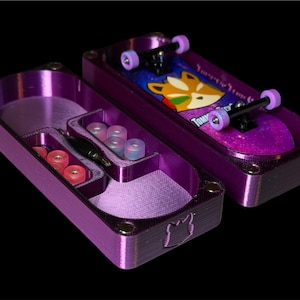 Tommy’s Tech Case | Fingerboard Case [Black & Purple] with Accessory and Blackriver Tool Storage! Holds up to 100x36x24mm completes