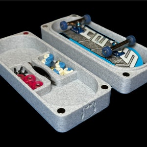 Tommy’s Tech Case | Fingerboard Case [Marble] with Accessory and Blackriver Tool Storage! Holds up to 100x36x24mm completes