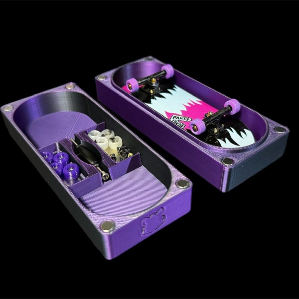 Purple and Black Fingerboard Case with Blackriver Tool and Large Accessory Storage! Holds up to 101x36x27mm completes