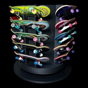 Tommy’s Tech Rack Pro - 360 Degree Rotating 20 Fingerboard Display Rack with Center Storage Space!