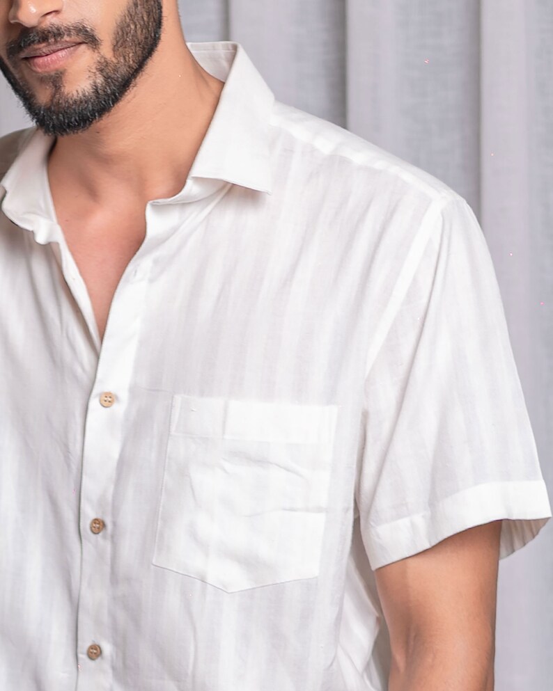 White Collar Shirt with Pocket image 4