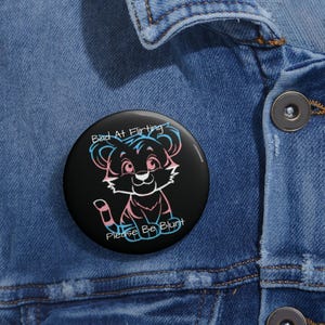 Trans Pride Tiger Cub Pin: Shy Flirt, Glossy Metal image 3