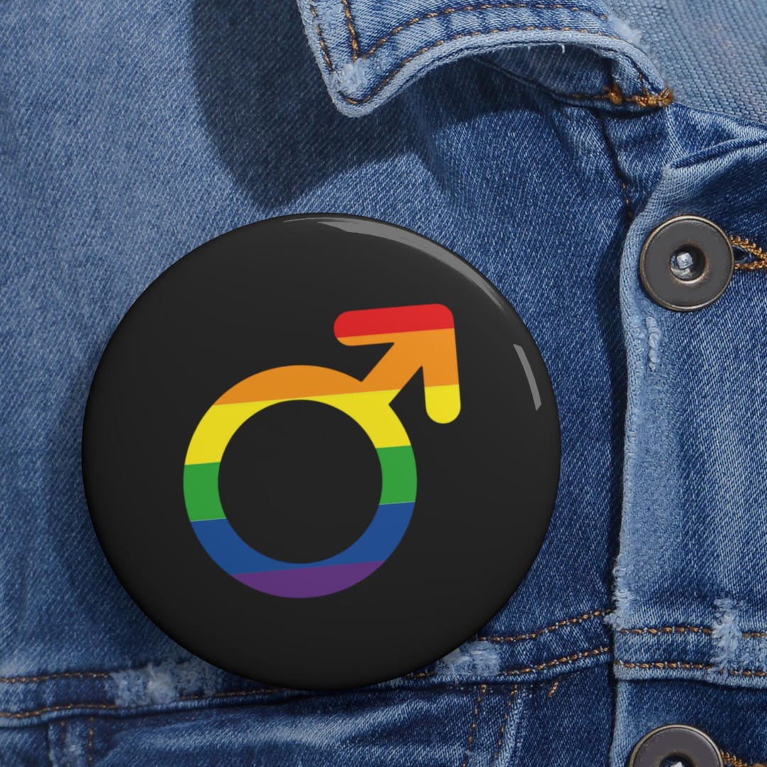 Man Symbol Pin Rainbow Male Symbol Pin Button, LGBTQ Pride Accessory, Bold Rainbow ...