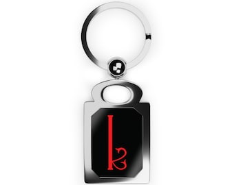 Gorean Kajira Kef Keyring, Red Emblem on Black (Zinc Alloy)