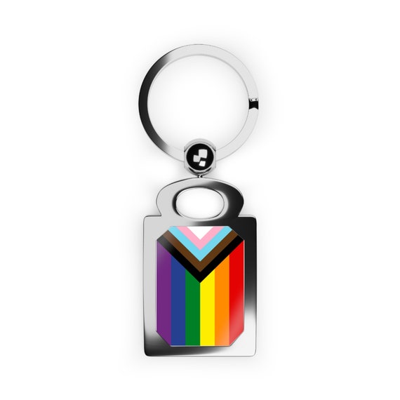 Progress Pride Keychain: Trans and Black-Brown Colors - Inclusive Design