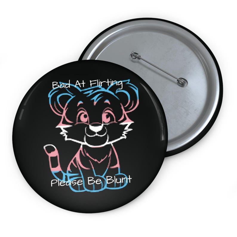 Trans Pride Tiger Cub Pin: Shy Flirt, Glossy Metal image 2