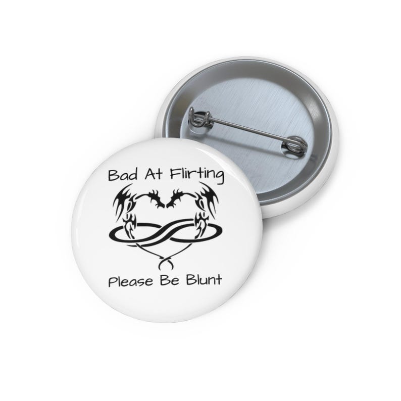 Polyamory Pride Dragon Pin, Glossy Metal ('bad at flirting please be blunt ') image 4
