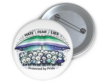 Gay Men Pride Button: Protected By Pride Design, Vibrant LGBTQ Accessory | Metal Pin, 1.25 Inch, Durable Wear