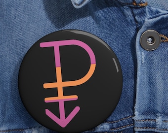 Pan Pride Symbol Pin Button - Pansexual Pride Gift, Bright Design - Durable Steel Backing, Lightweight Metal, Accessories