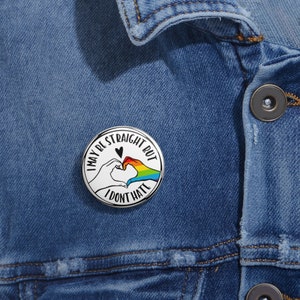 Ally Heart Pin, Rainbow Accent, Black & White (Inclusive Pride Button) image 2