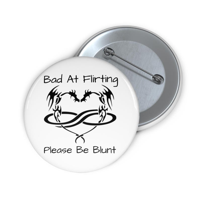 Polyamory Pride Dragon Pin, Glossy Metal ('bad at flirting please be blunt ') image 5