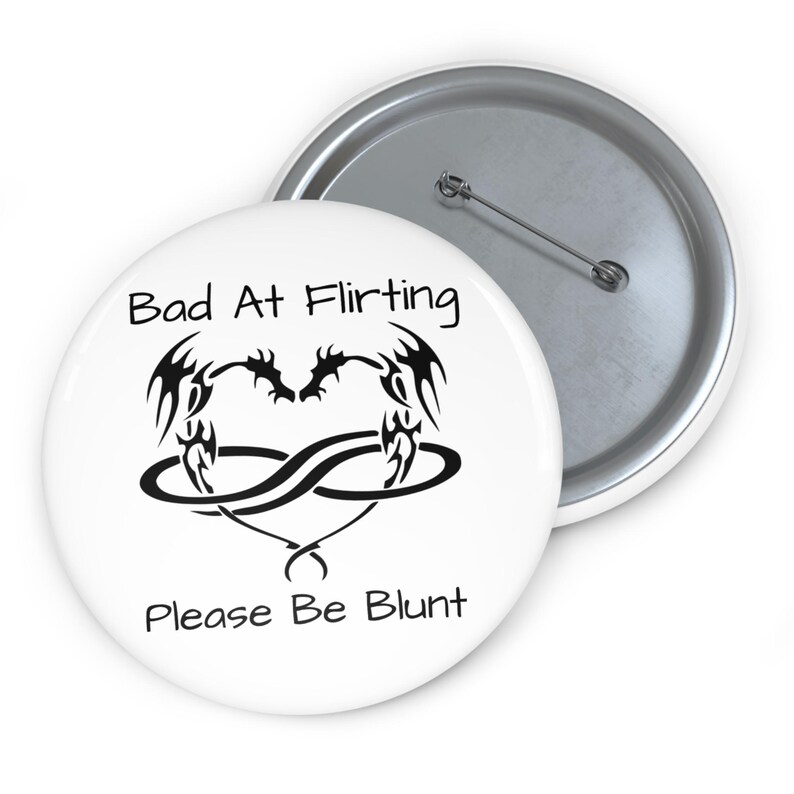 Polyamory Pride Dragon Pin, Glossy Metal ('bad at flirting please be blunt ') image 6
