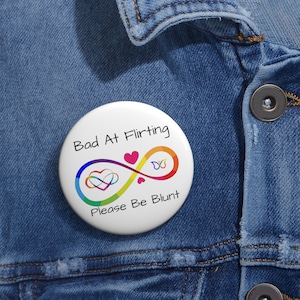 Neurodivergent Pride Pin, ADHD & Polyamory Symbols ('Bad at Flirting')