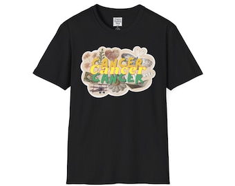 Cancer Collage Graphic T-Shirt | Zodiac Astrology Apparel | Vintage Zodiac Astrology Shirt | Birthday Gift | Cancer Season