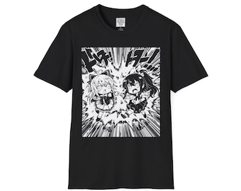 Chibi Manga Girls T-Shirt | Anime Panel, Black & White Comic Art