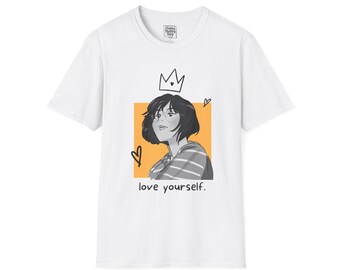 Love Yourself Portrait T-Shirt | Illustrated Girl, Self-Love Graphic