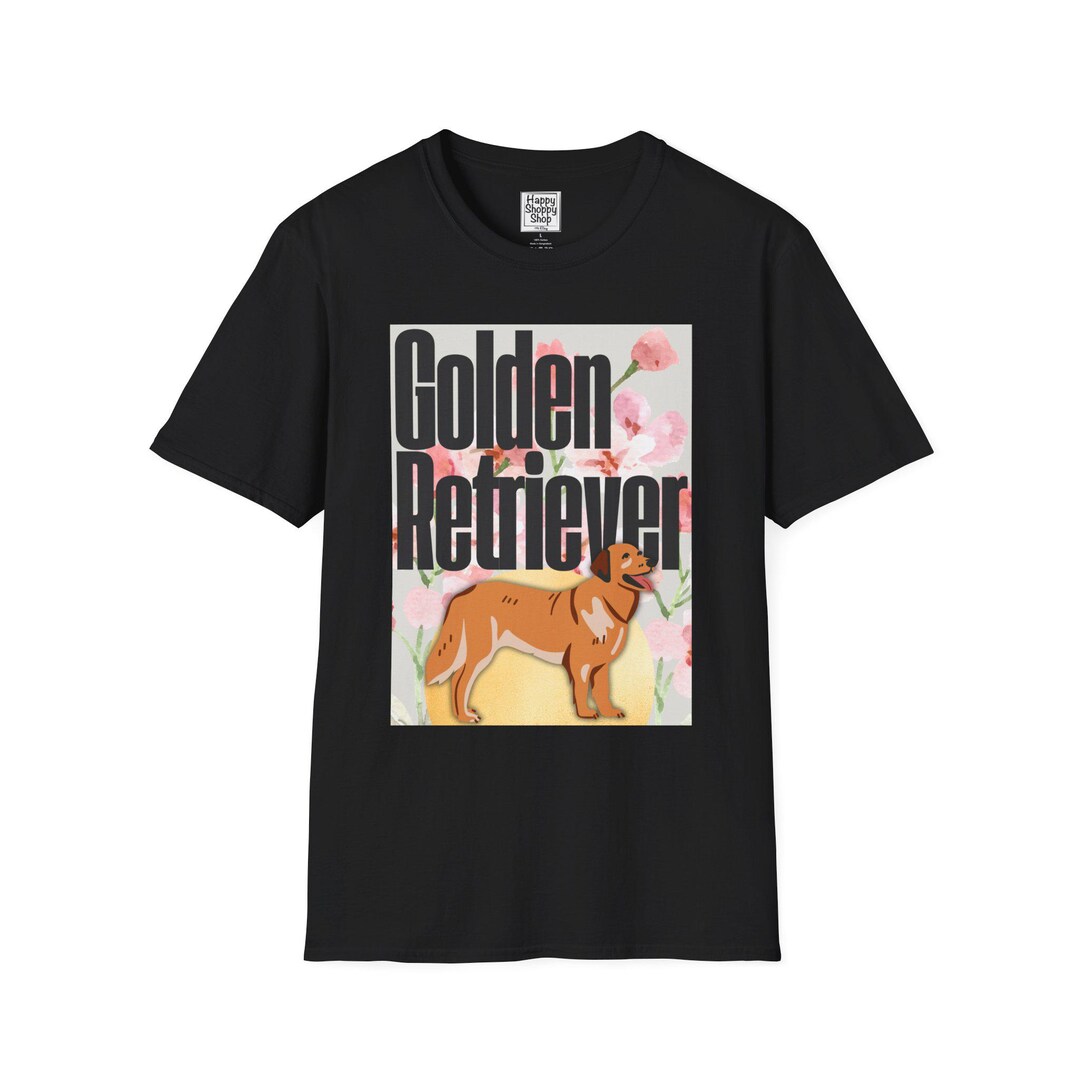 Golden Retriever Illustration T-shirt | Floral Dog Graphic Tee - Etsy
