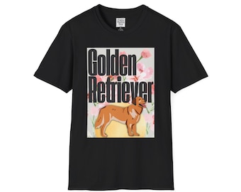 Golden Retriever Illustration T-Shirt | Floral Dog Graphic Tee